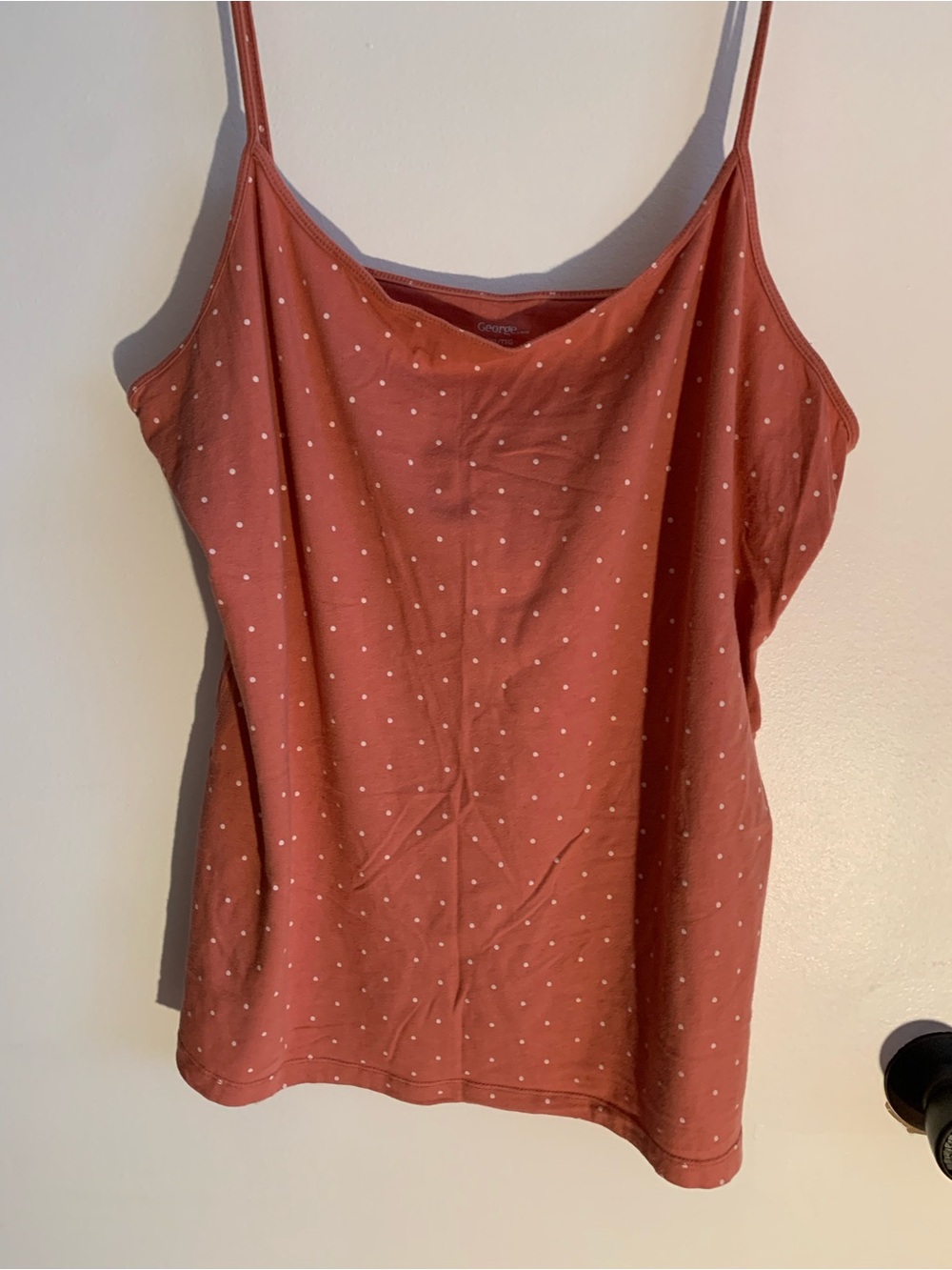 George , Women’s Polka Dot Spaghetti Strap cotton blend camisole Top - dustyRust